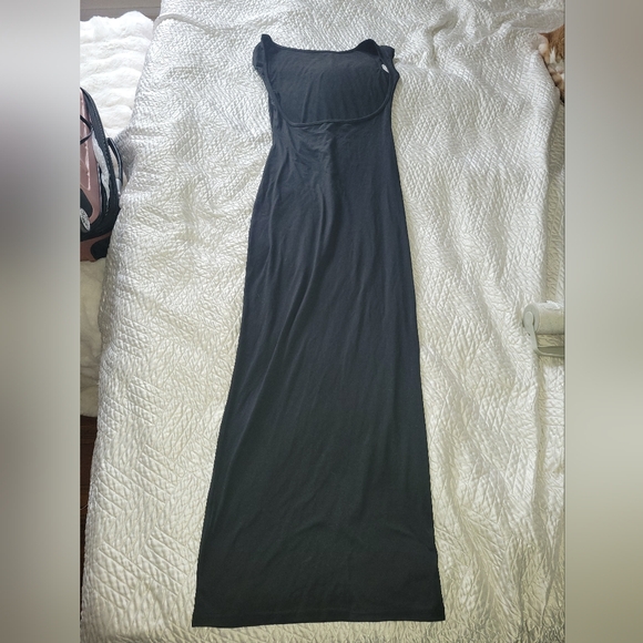 Black Open Back Minimalist Maxi Dress Carolyn Bessette Kennedy Chic S - Picture 5 of 6